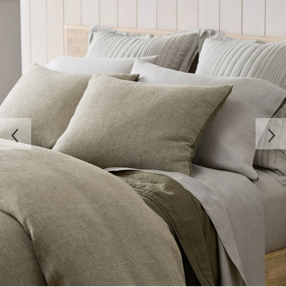 ❤️BUY 2 GET 1 FREE West Elm European Flax Linen Mini Waffle Duvet Cover, King